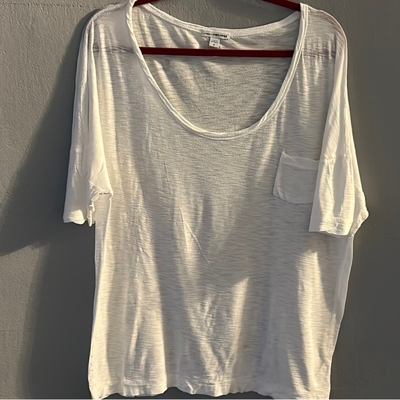 James Perse Slub Boat Neck T Shirt White 4 - Picture 1 of 5